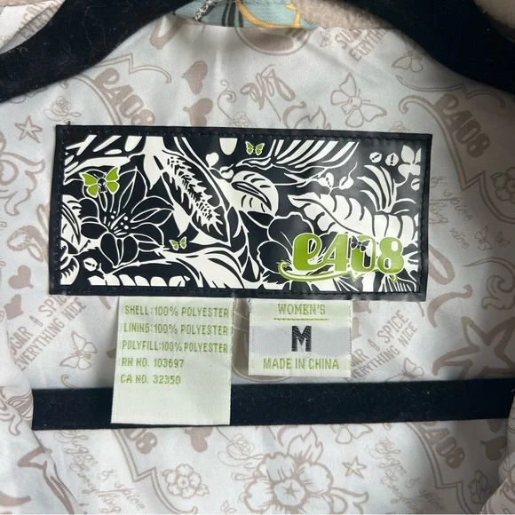 Women's e408 Ski & Snow Jacket in Blue with Yellow Flowers - Size M - Picture 11 of 16